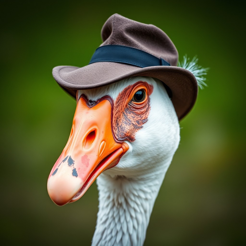 a very silly goose wearing a hat - Image