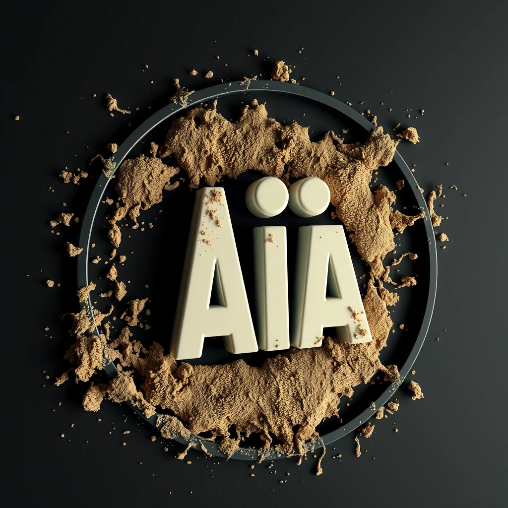 Majestically 3D photo of wet cow dung splattered onto the "AIA" logo. - Image