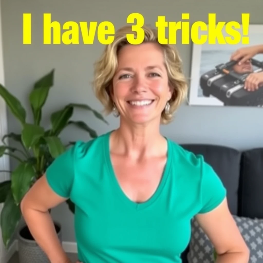 "I have 3 tricks! Talk about your worries, exercise, enjoy good food, and be a carefree and strong woman." - Image