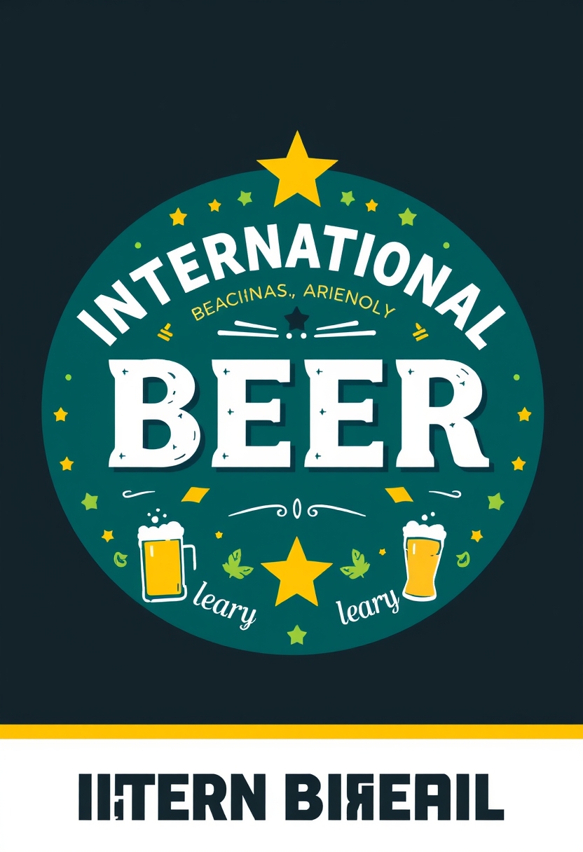 International beer-themed graphic design, vibrant and fun. - Image