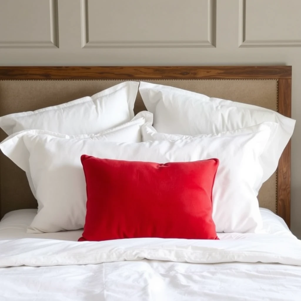 A red pillow larger than the bed. - Image