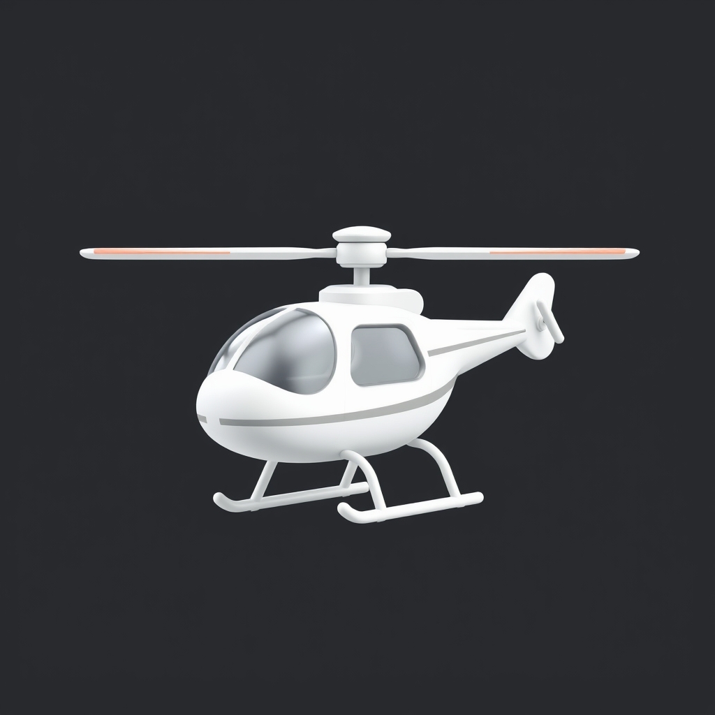 3D cartoon helicopter vector minimalism icon, in the style of Vray tracing, hyper-realistic sculptures.