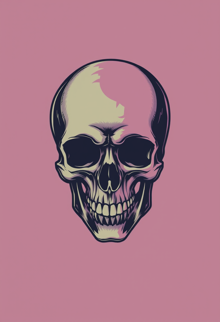 Skull, vector silk-screen dualtone, art by opyeOrtiz, center png art - Image