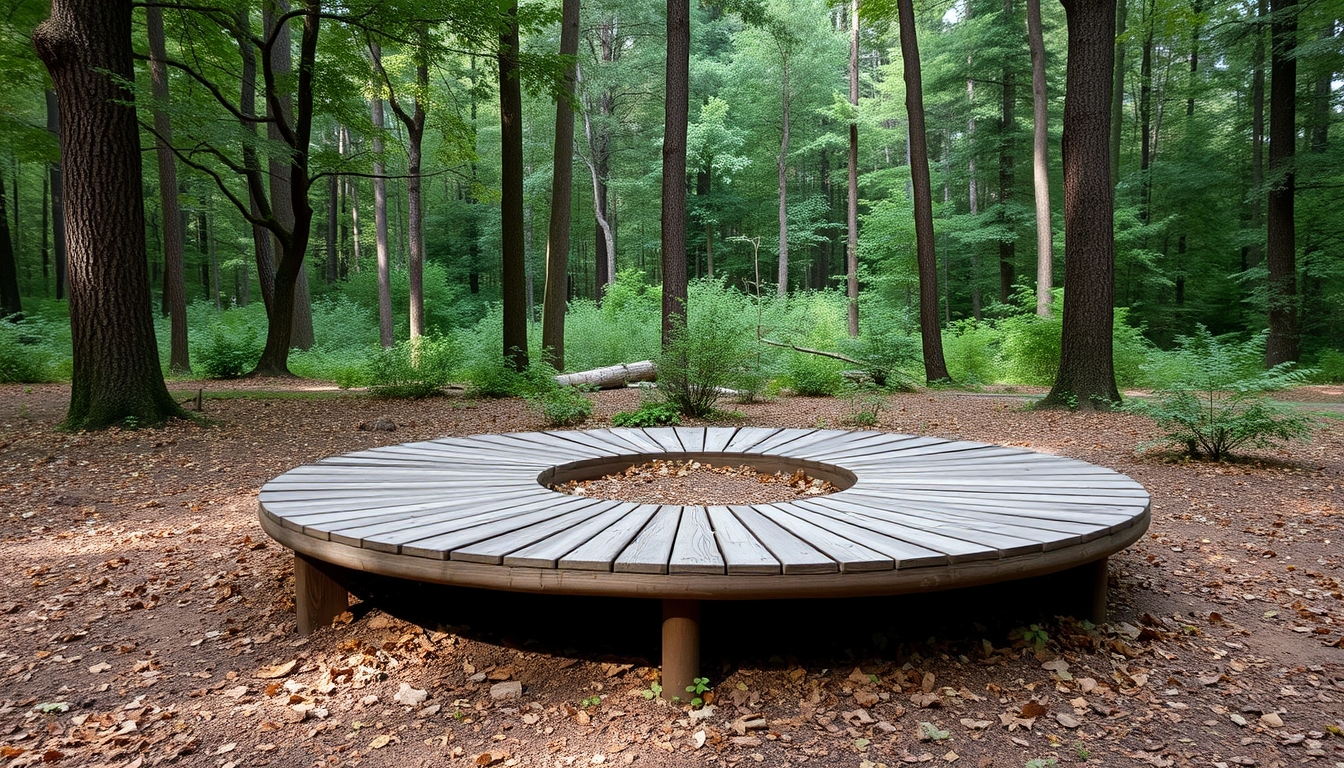 Wooden Round Platform in a Forest Setting