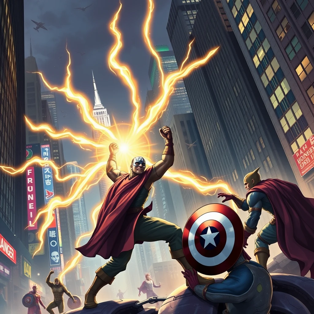 The Avengers fight against Sun Wukong in New York, USA.