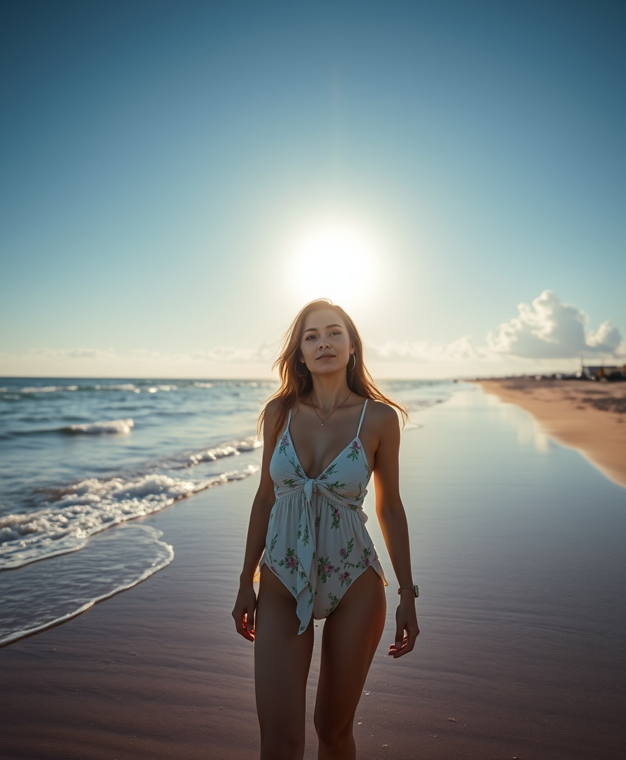 Ultra HD hyper realistic girl on beach - Image