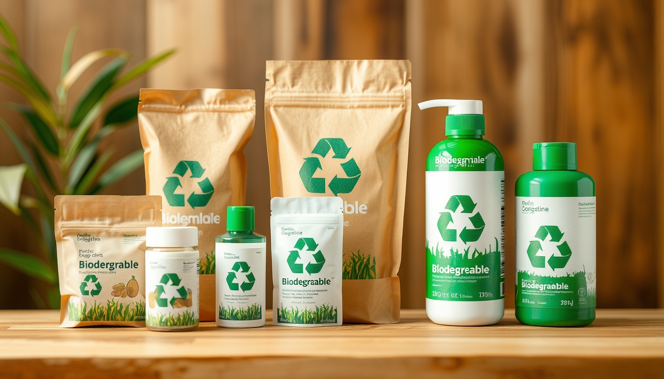 Biodegradable product packaging, symbolizing eco-friendly innovation. - Image