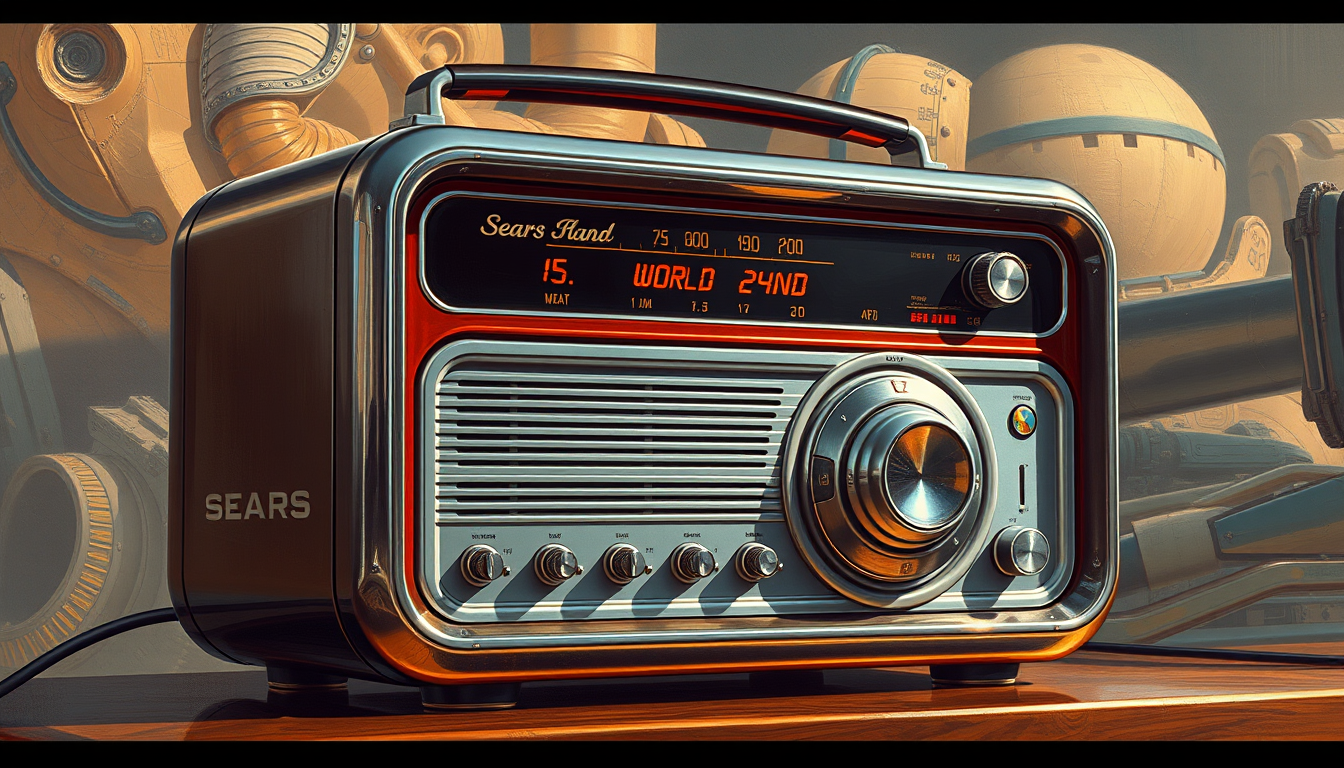 A futuristic Sears world band radio, a painting by Syd Mead, 4k.