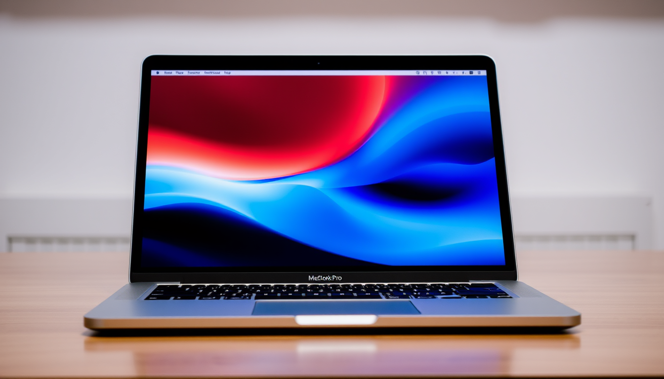 MacBook Pro M5, 16.9 inch, narrow screen, space black.