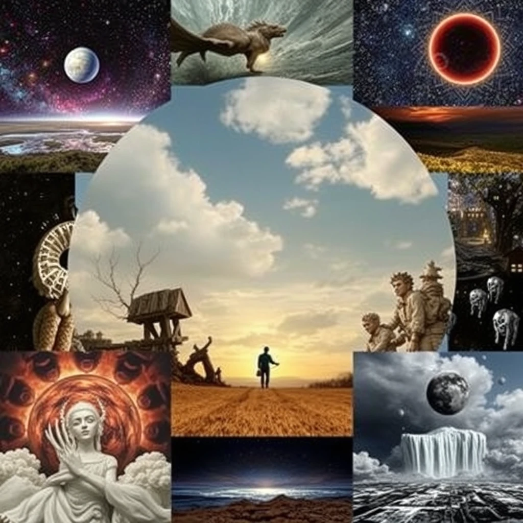 big collage of different weird images from dreams