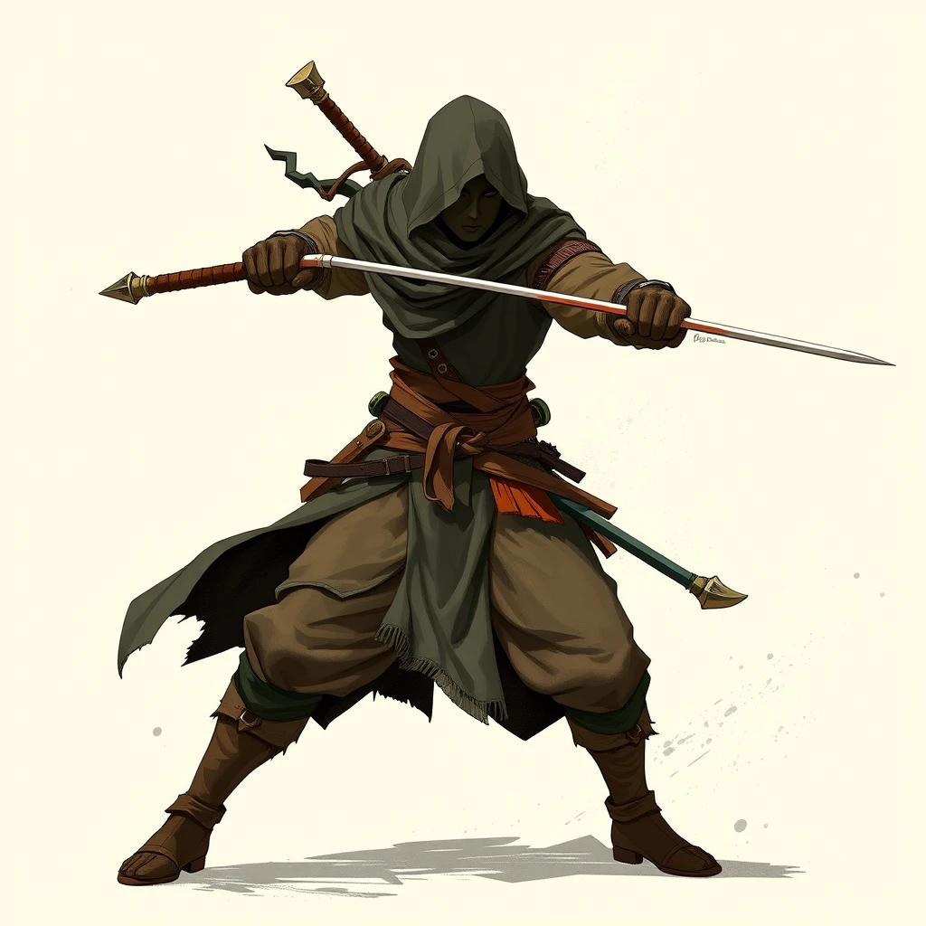 Create an image of a Shia assassin warrior, emphasizing stealth and agility. The character can be shown in a dynamic pose, ready for action, with traditional attire and weapons that reflect the historical context. - Image