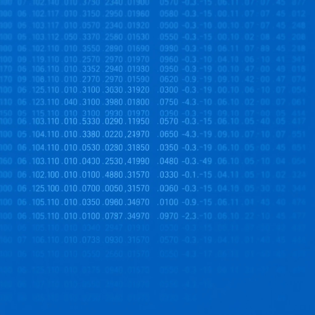 Square image of accounting data background has a dominant blue color.