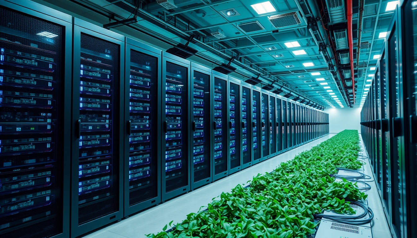 Clean energy-powered data center, symbolizing green tech infrastructure.