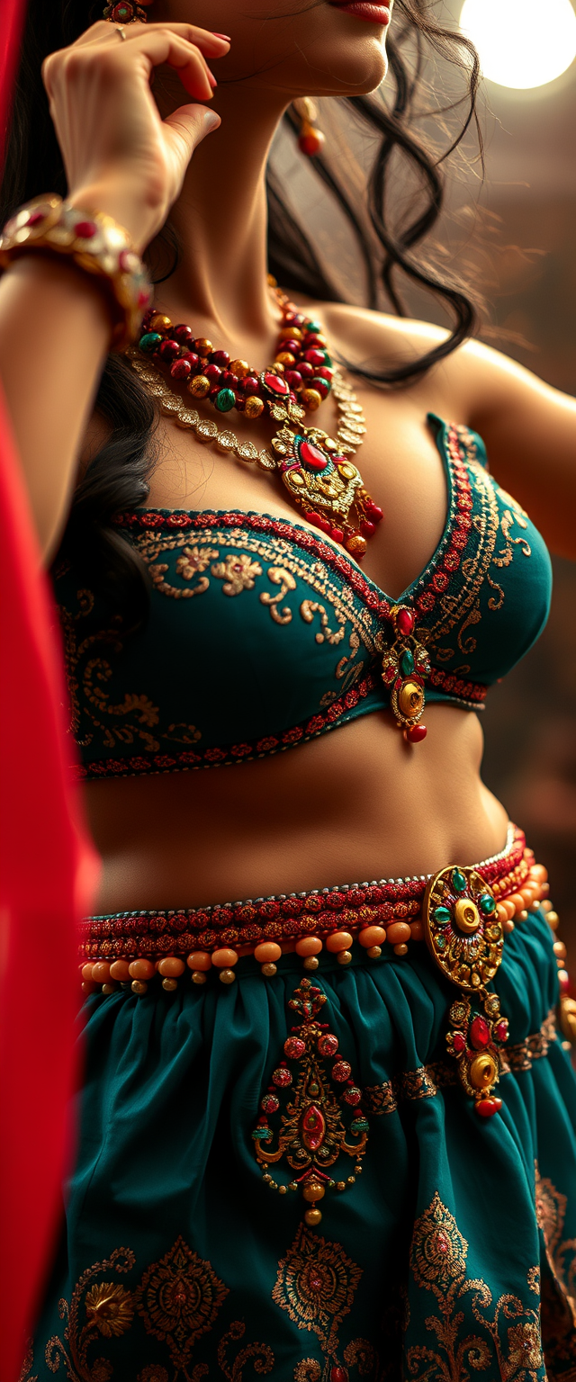 Ukrainian Indian belly dancer close-up DSLR photo