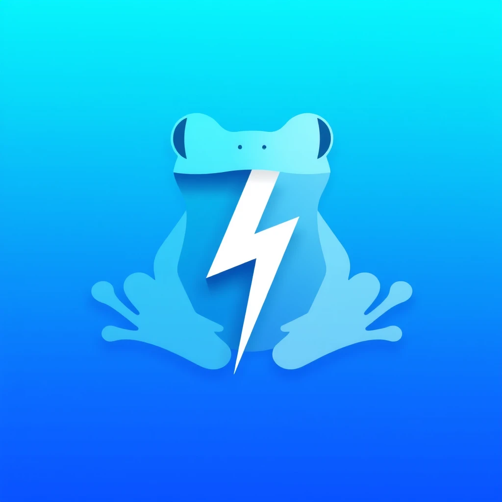 A concept icon with the shape of a frog on the outside and the negative shape of a lightning bolt on the inside.