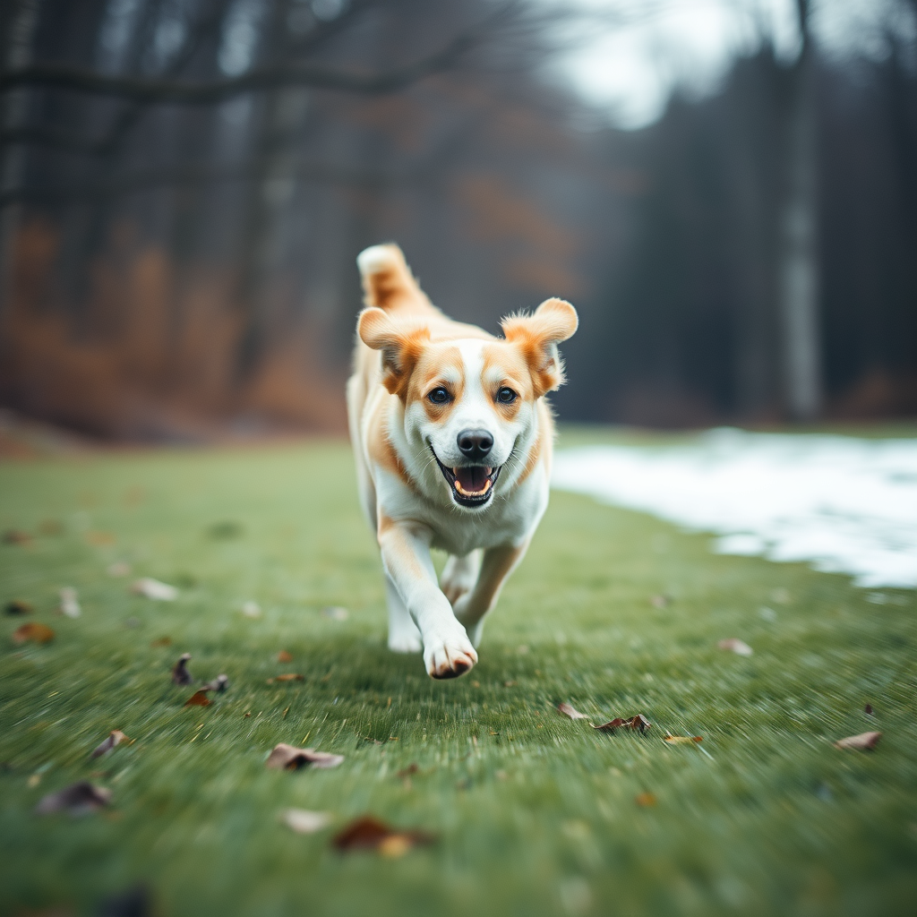 Super Slow Motion Shot of running dog Moving Towards Camera