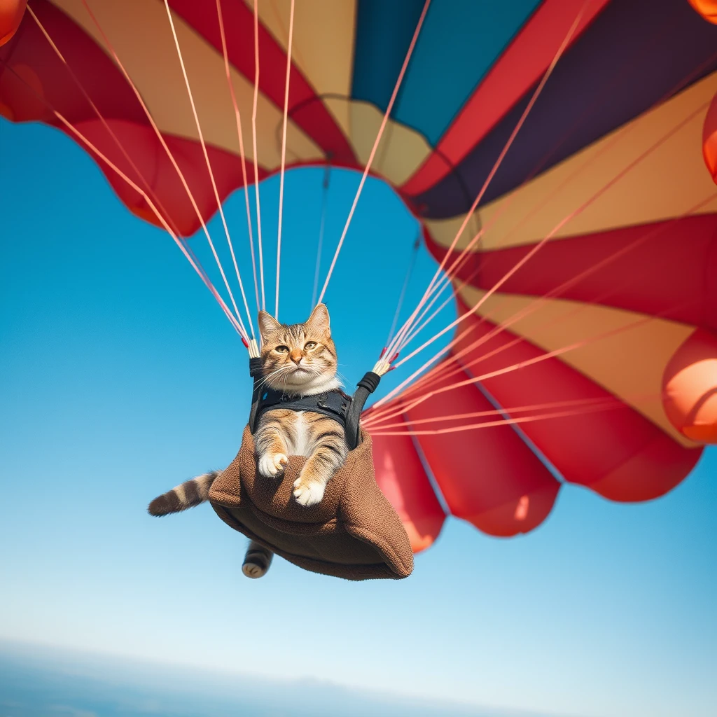 Cat on parachute