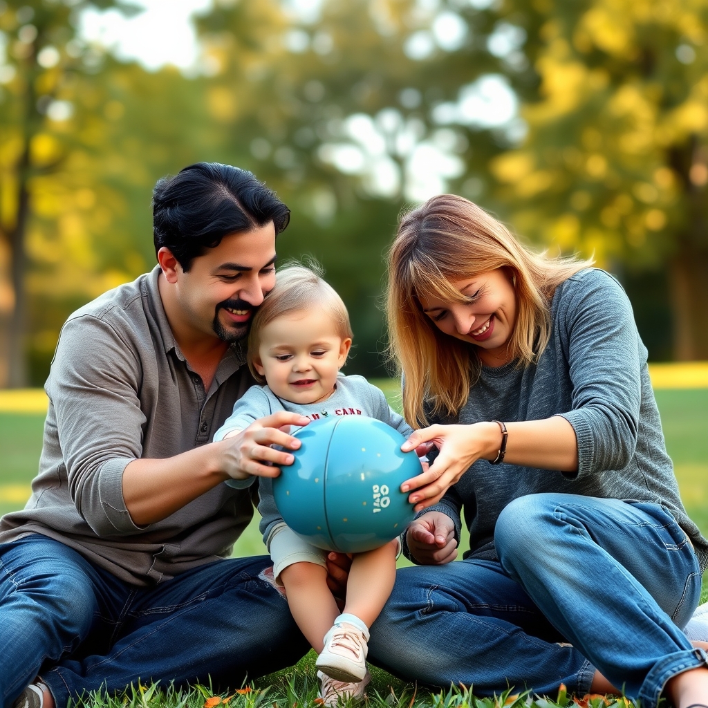 "Parents play with their children."