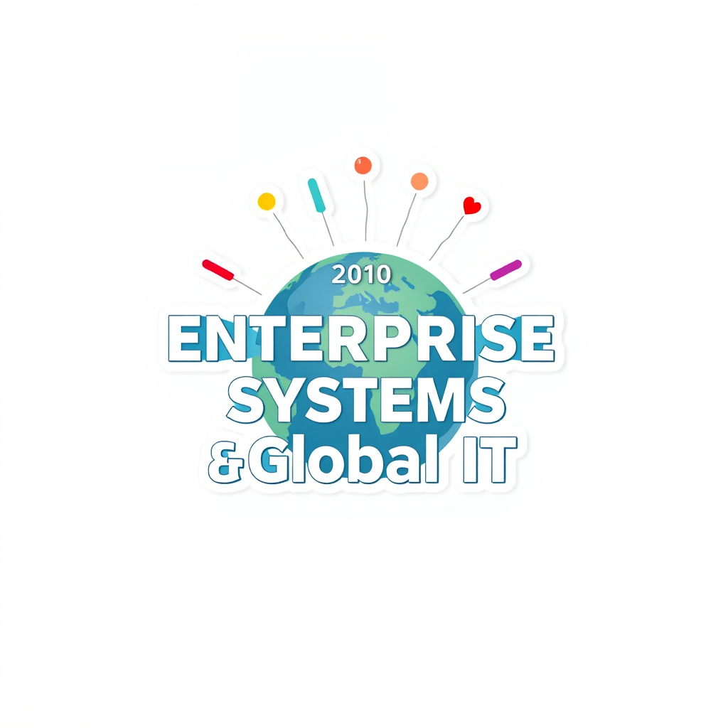 Make a sticker with the text "Enterprise Systems & Global IT" with a theme of celebration. - Image