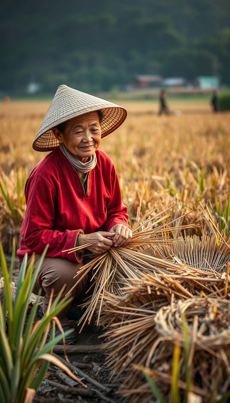 A Chinese farmer is working. - Image