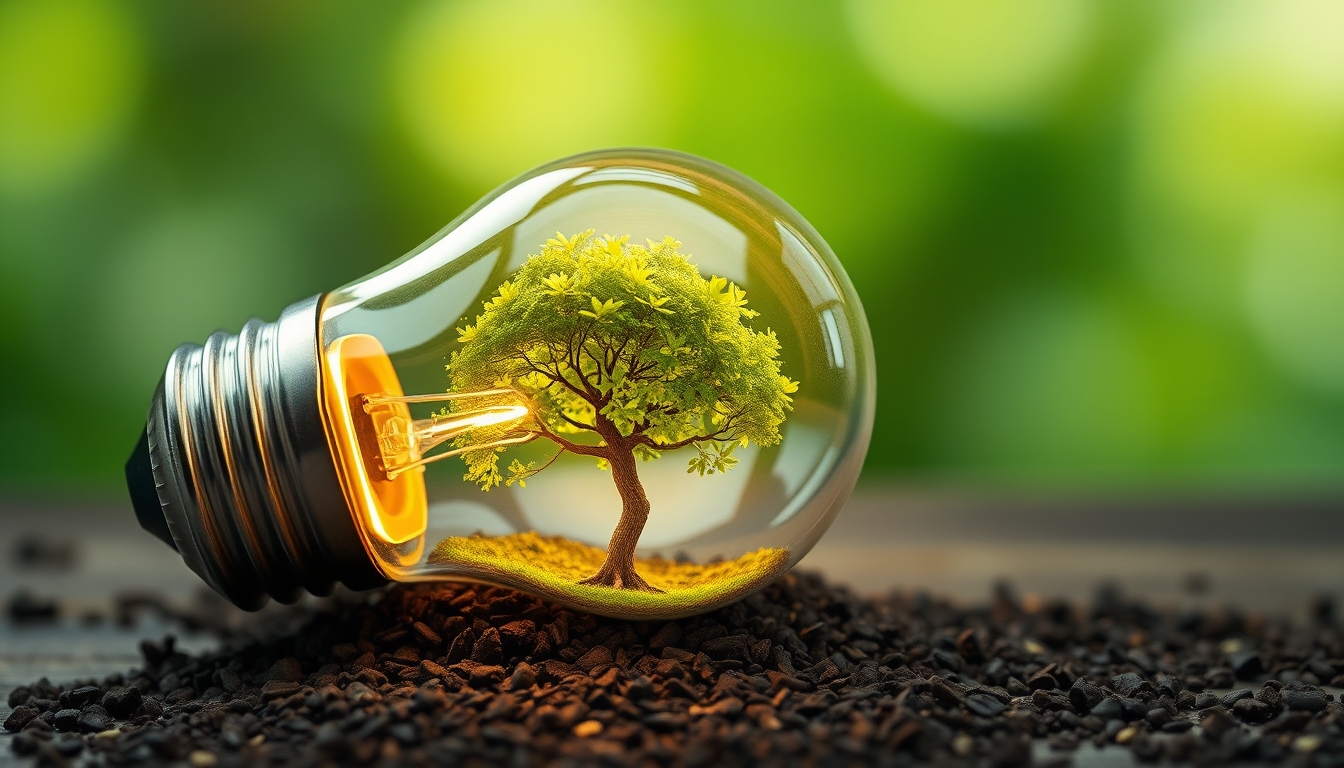 A Tree Inside a Light Bulb as an Emblem of Conservation and Eco-Friendly Technology