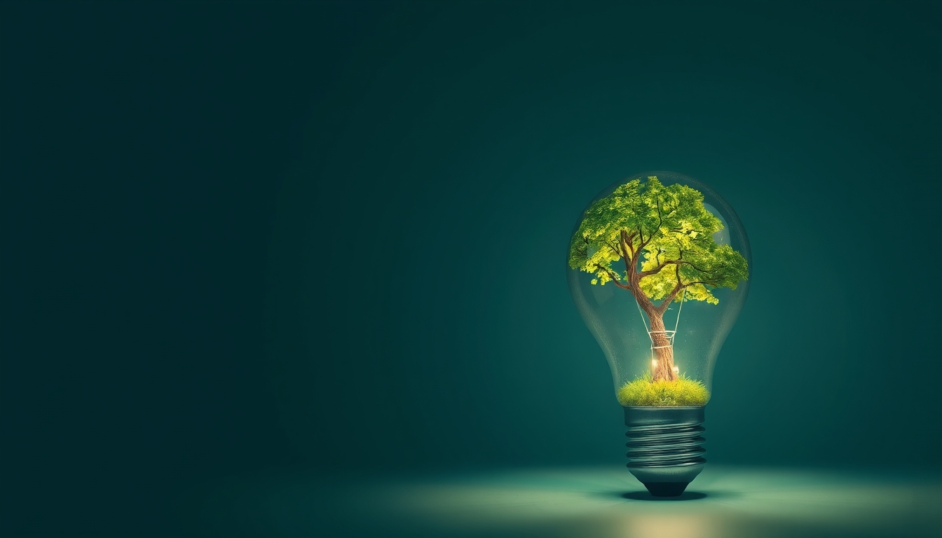 A Tree Inside a Light Bulb as an Emblem of Conservation and Eco-Friendly Technology