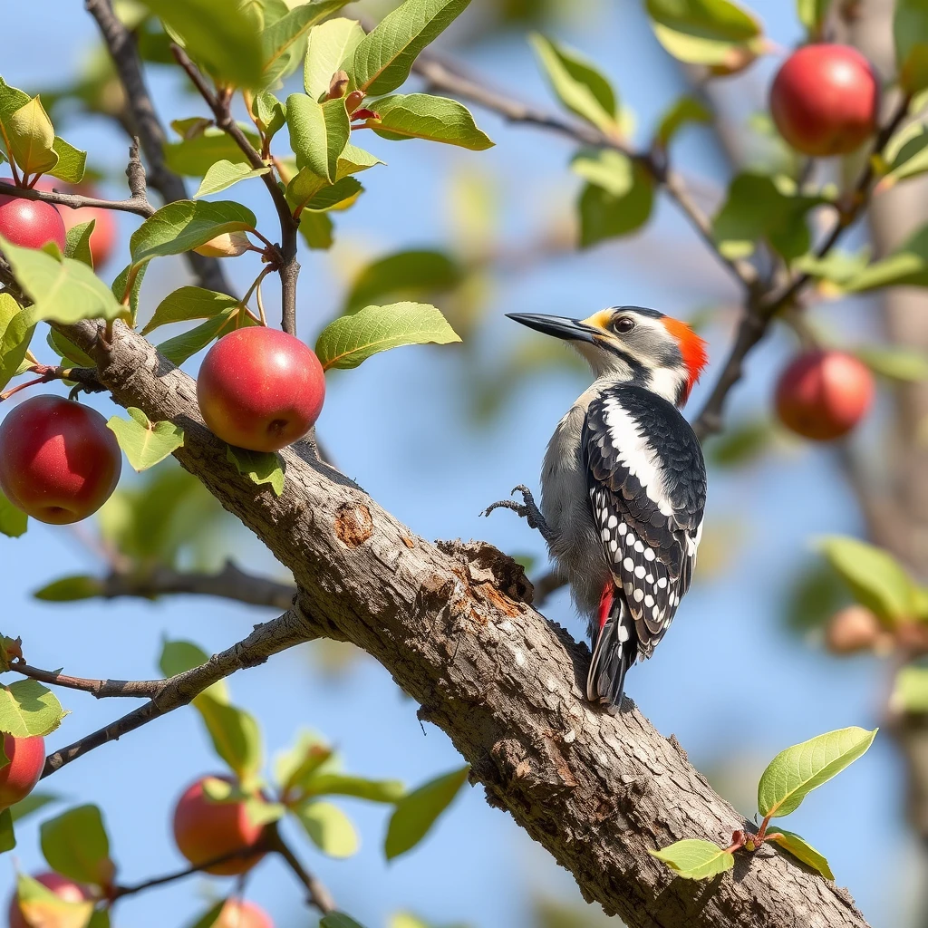 Woodpecker There are many apple trees in a garden. They’re good friends. One day an old tree is ill. There are many pests in the tree.