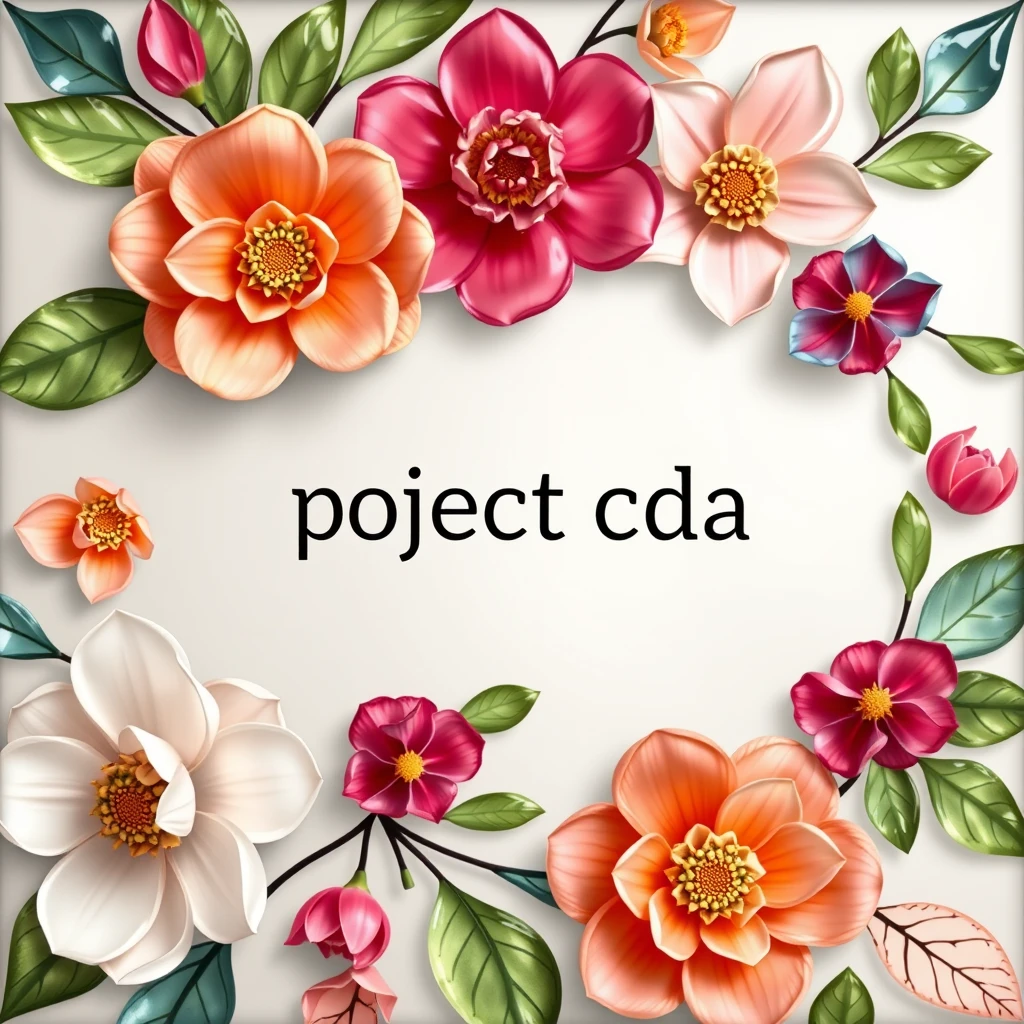 floral banner with deep glass accents and in the center the word "project cda"