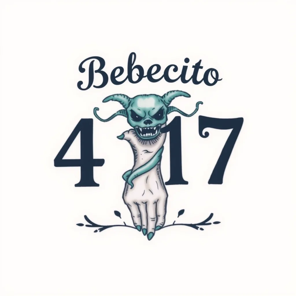 A cute image that reads "Bebecito" includes the numbers 417 in it with a Medusa hand tattoo.