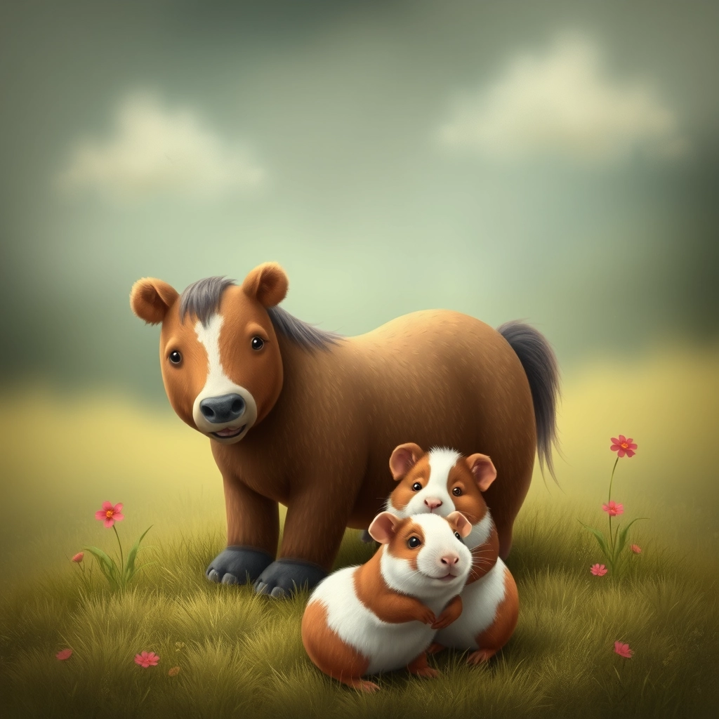 Horse bear and guinea pig family photo - Image