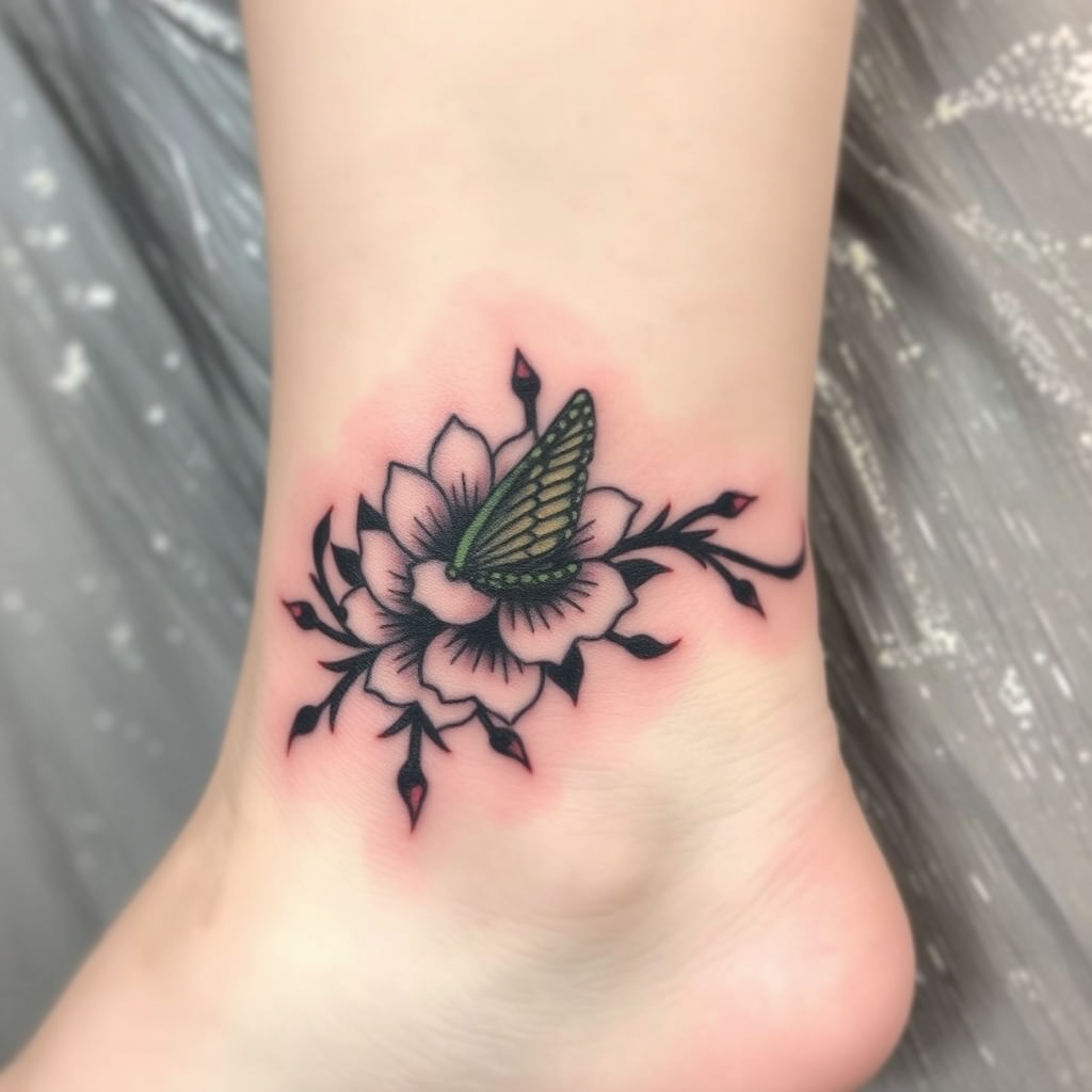 Tattoo image, outer side of the ankle