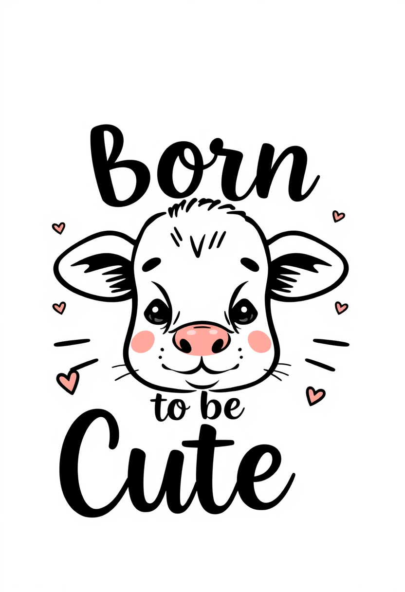 "Born to be Cute", professional T-shirt vector design isolated on a white background.