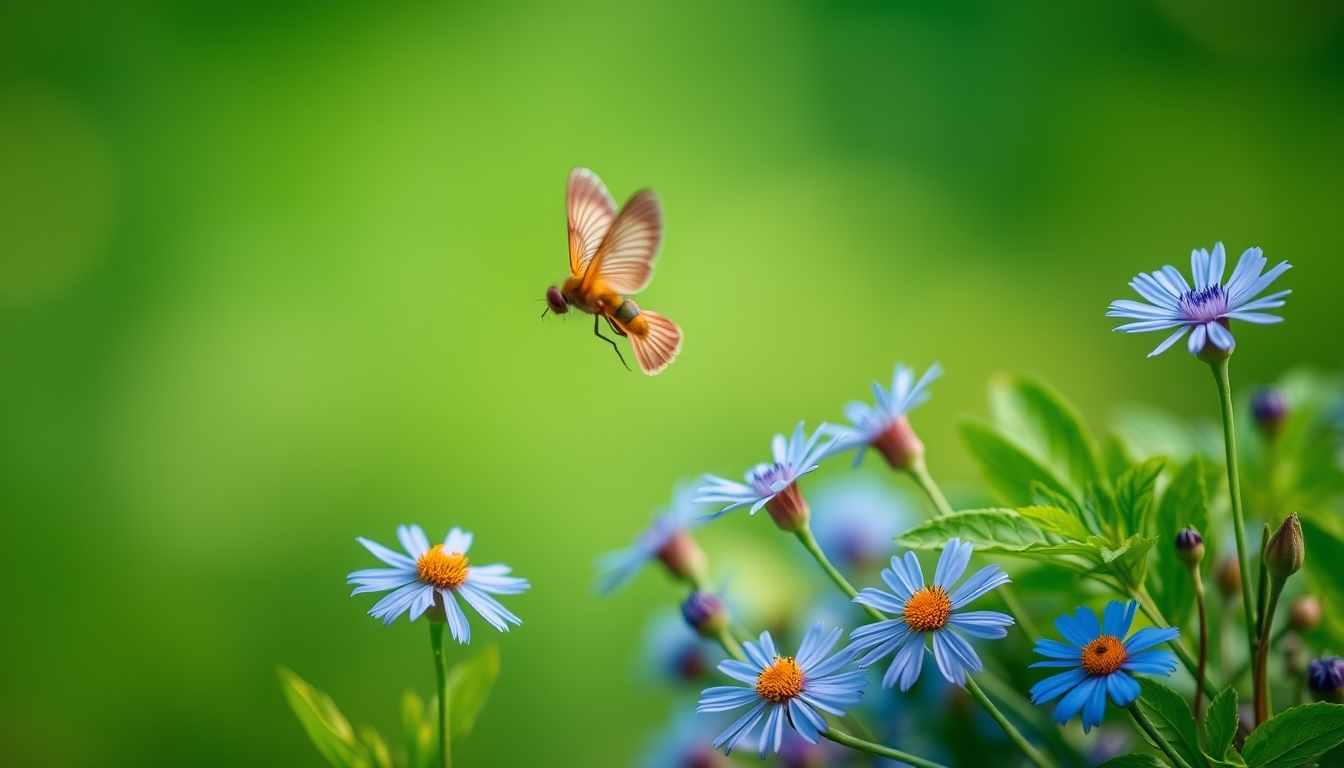 Flying blue flowers border backgrounds blossom nature. - Image