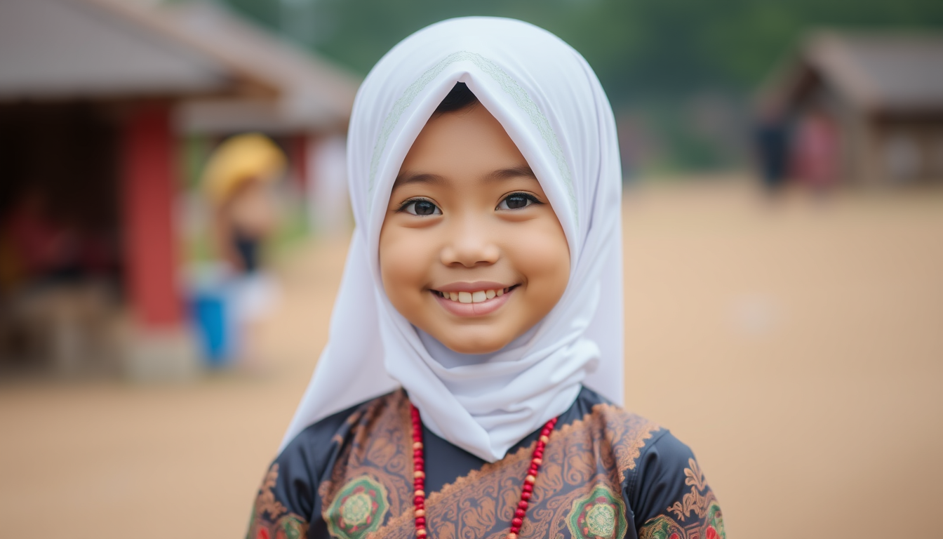 "Very beautiful Indonesian girl wearing traditional Indonesian dress."