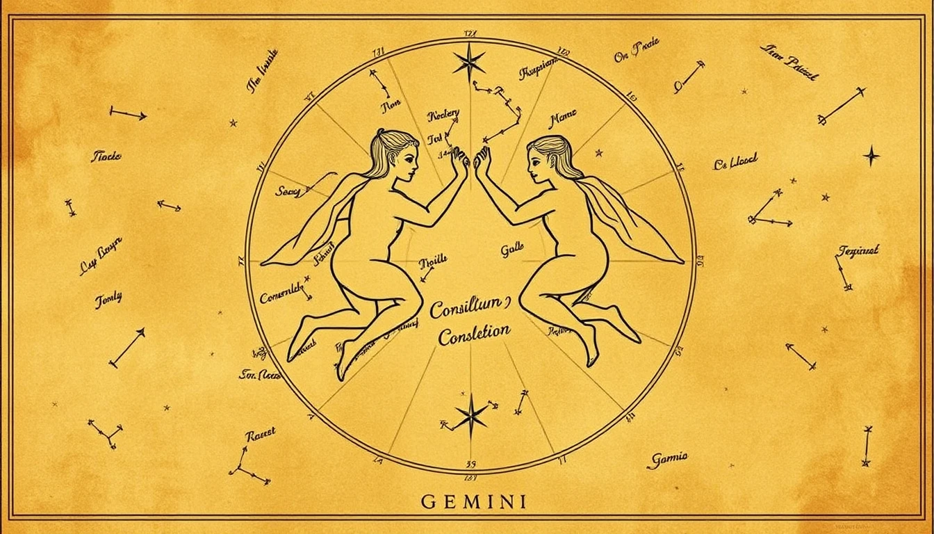 Gemini constellation map, mysterious - Image