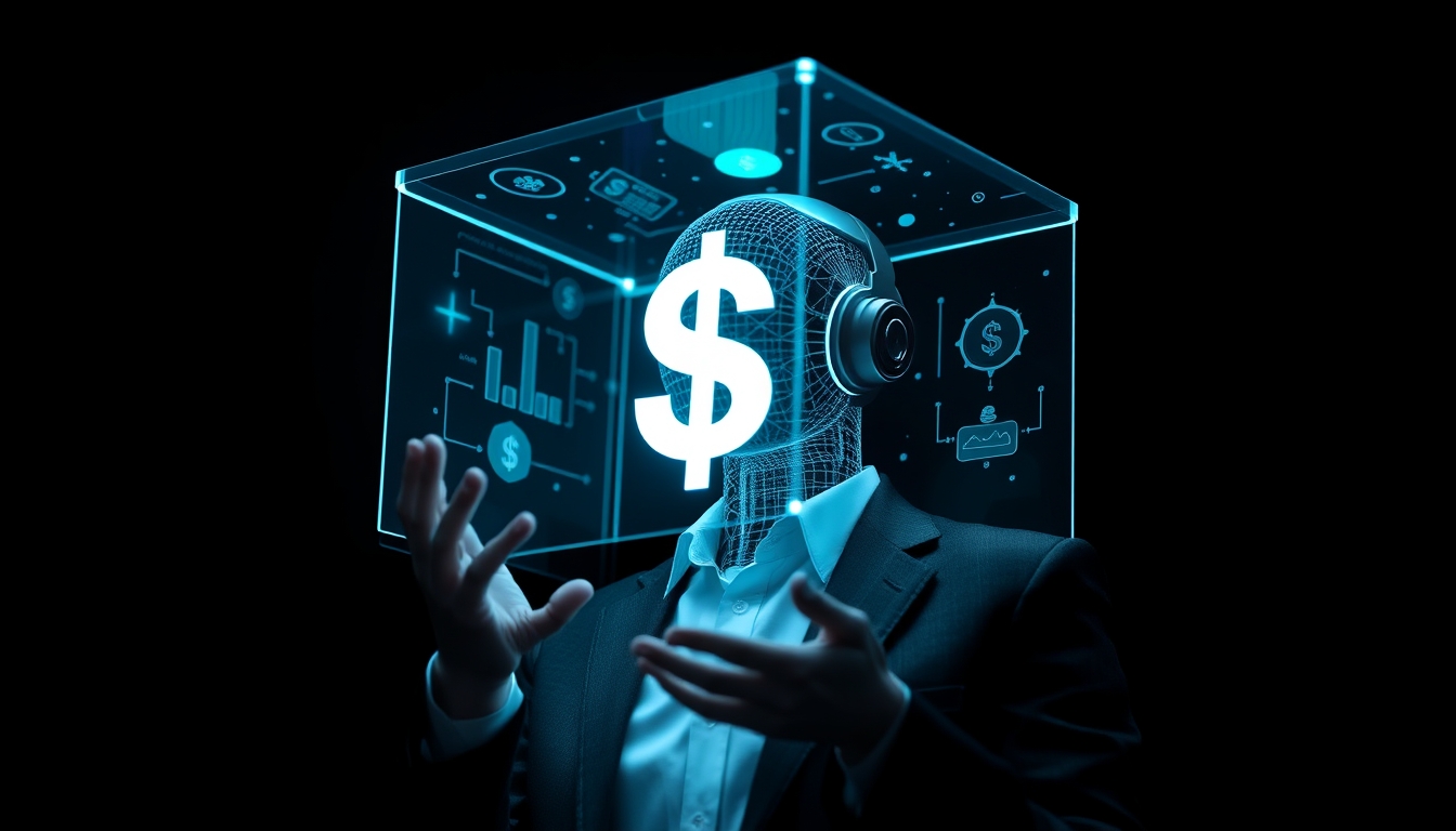 Holographic financial advisor, symbolizing AI-driven personal finance.