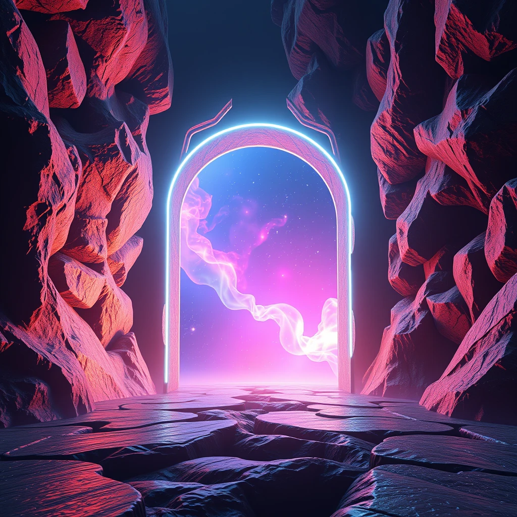 Suddenly, a portal shining with a strange light appeared in the space ahead, containing a colorful flow of energy.. Picas style, 3D rendering, ultra-high definition picture quality, 38k, - niji 6.