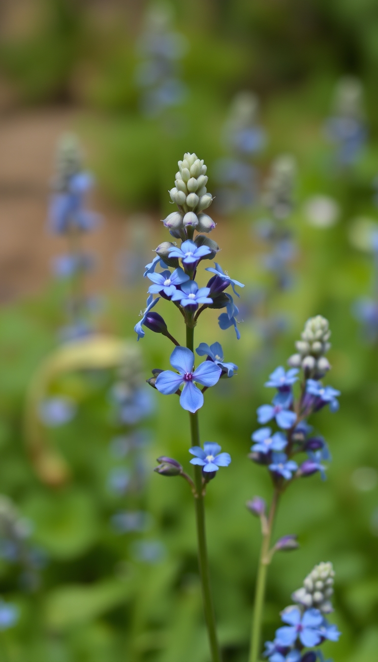 Blue Flowers with Blurred Background - Image