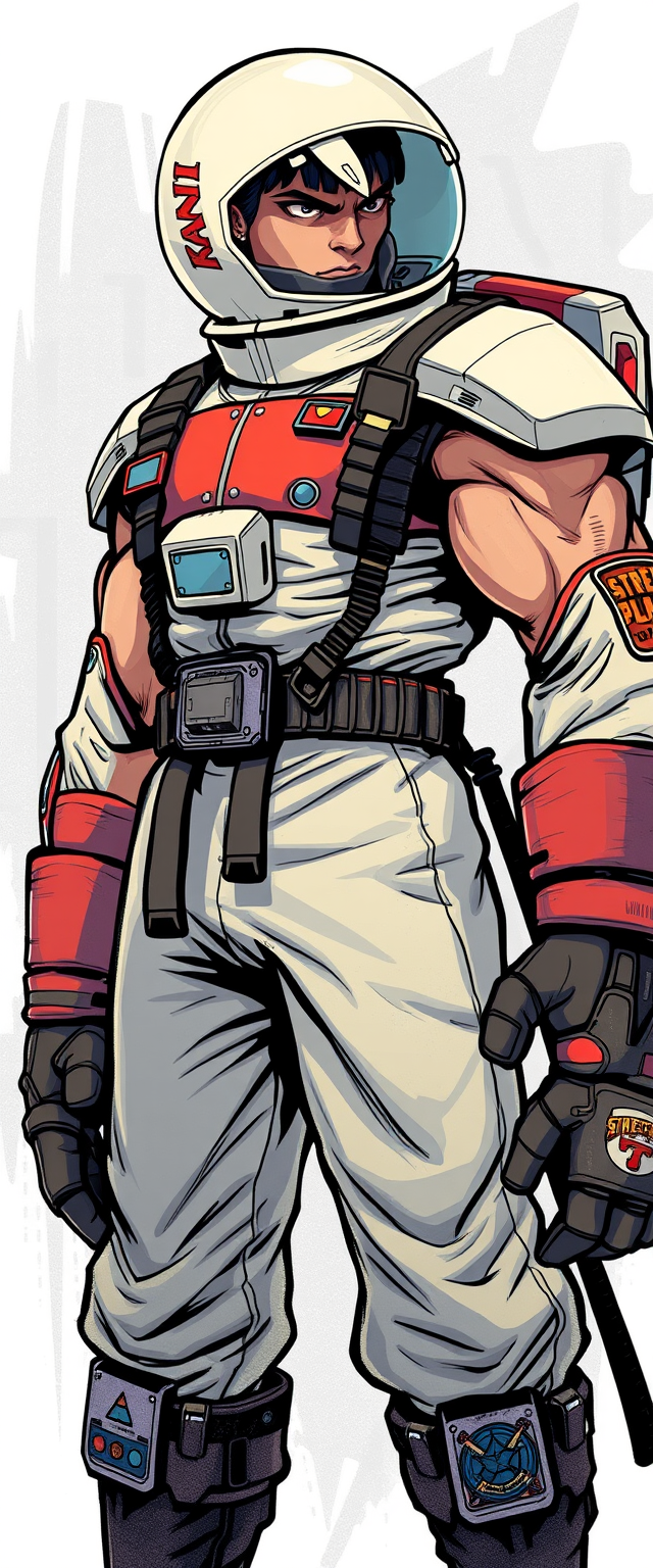 A Fighter Man wearing a space suit from Street Fighter Original art, illustration art style. - Image