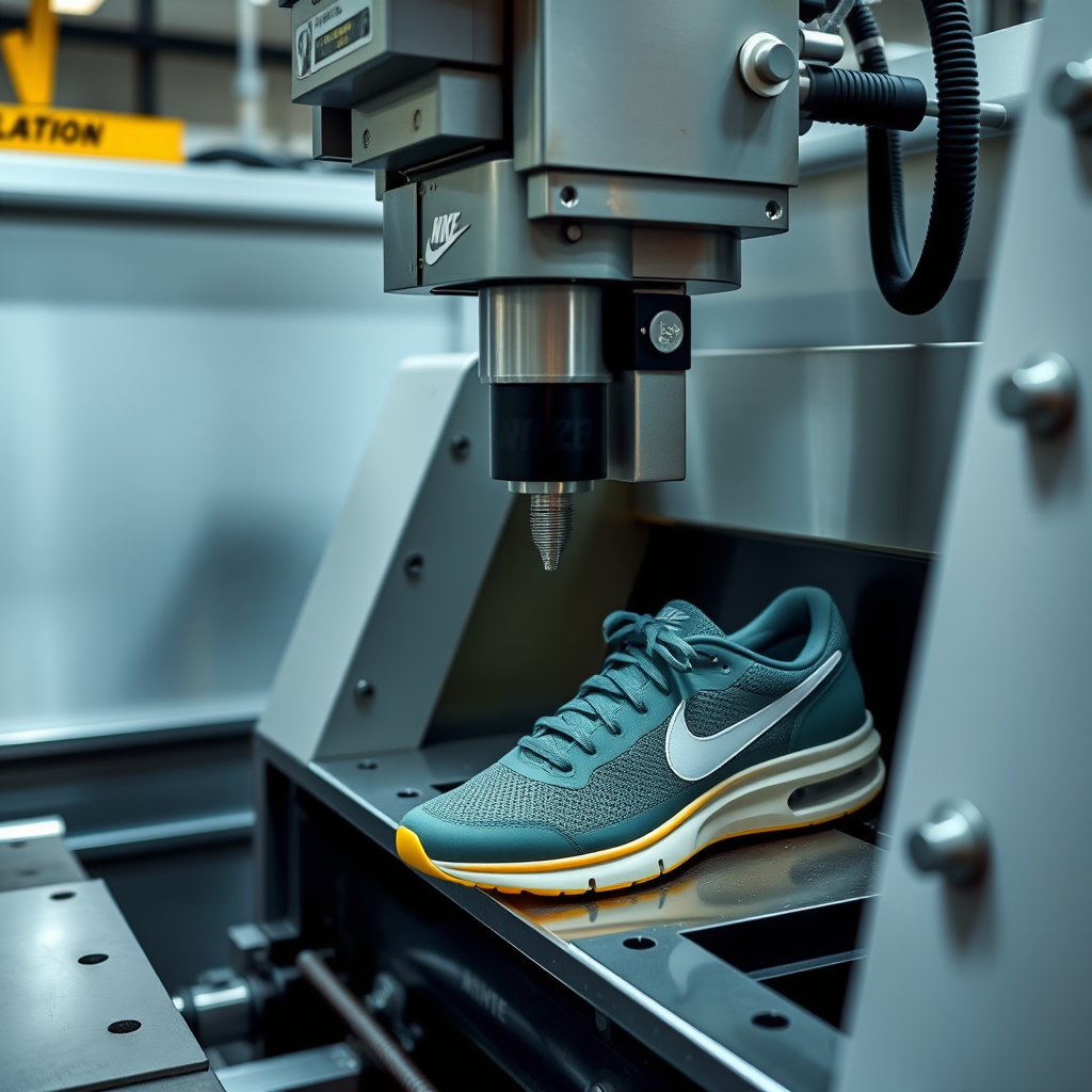 Modern machine cutting tools for making modern Nike shoes.