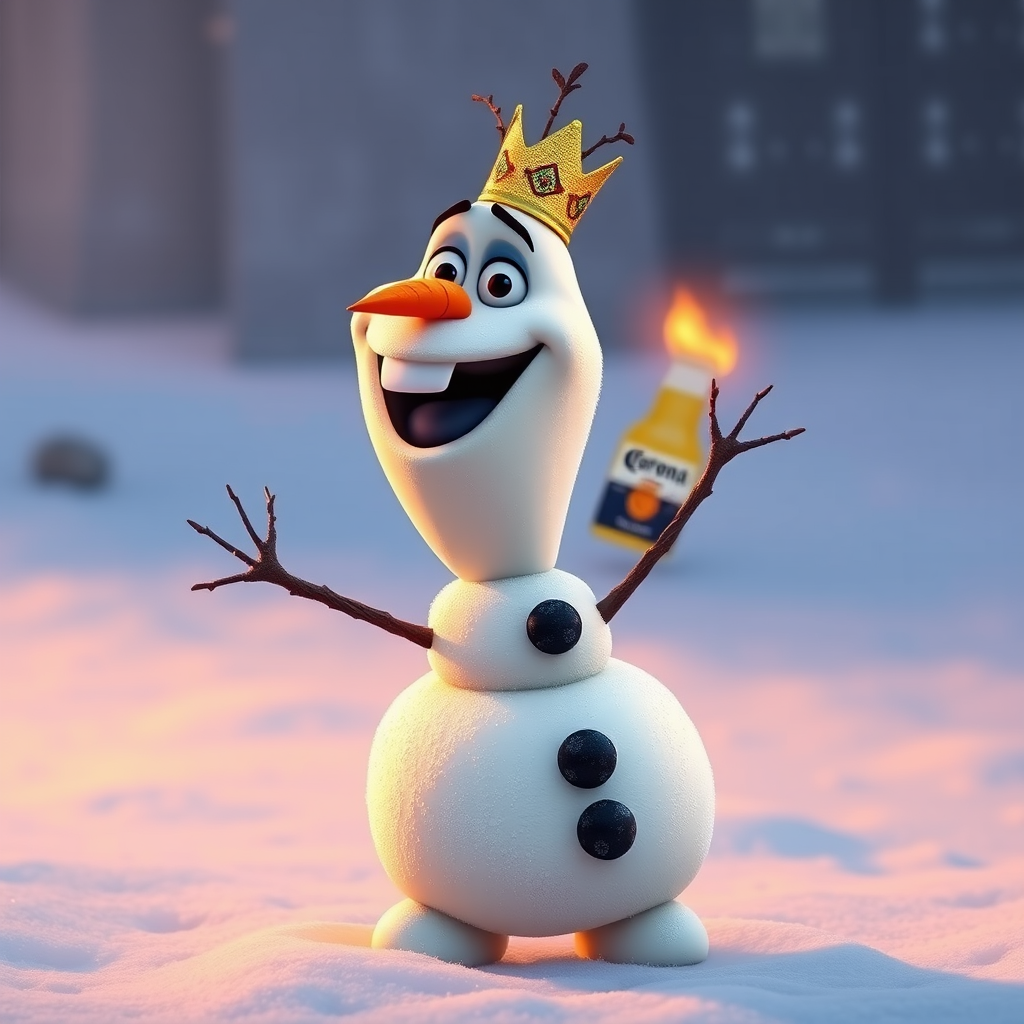 'Olaf the snowman from the Disney movie has Corona.'