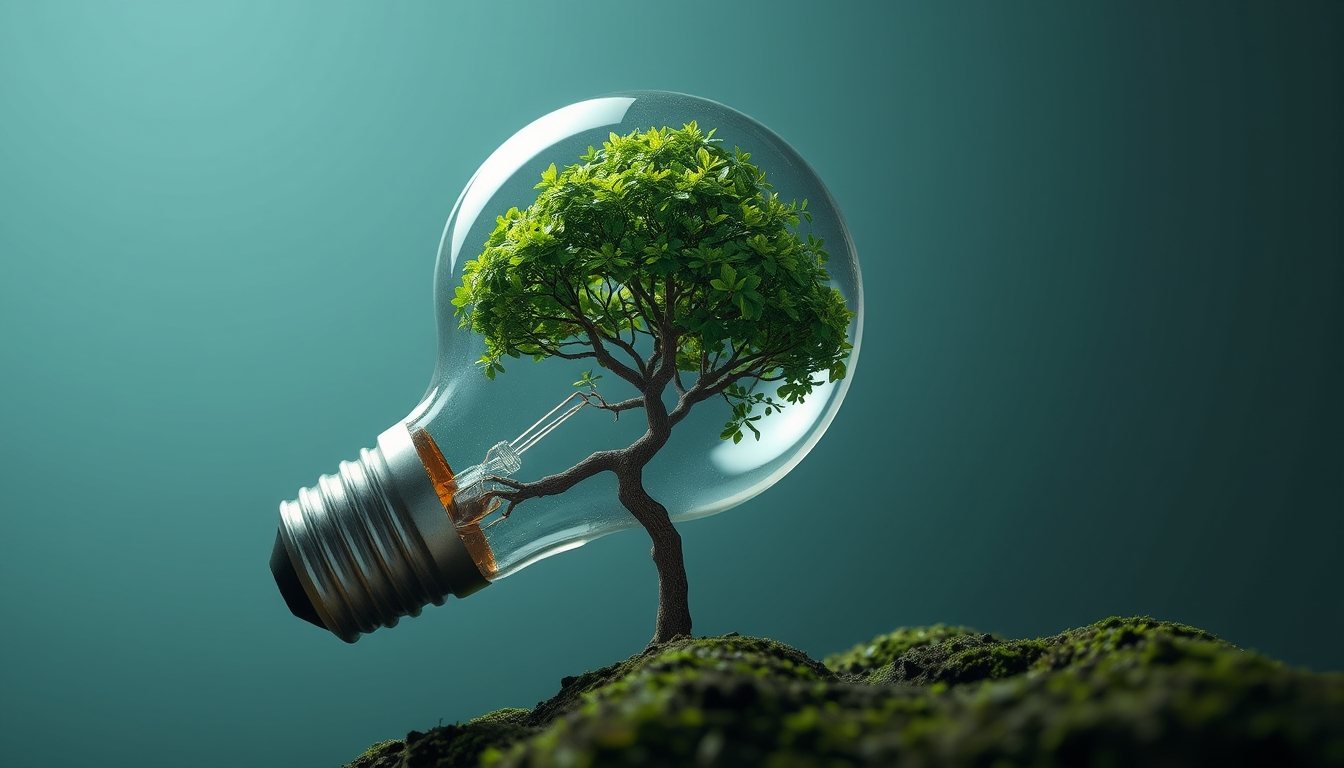 A Tree Inside a Light Bulb as an Emblem of Conservation and Eco-Friendly Technology