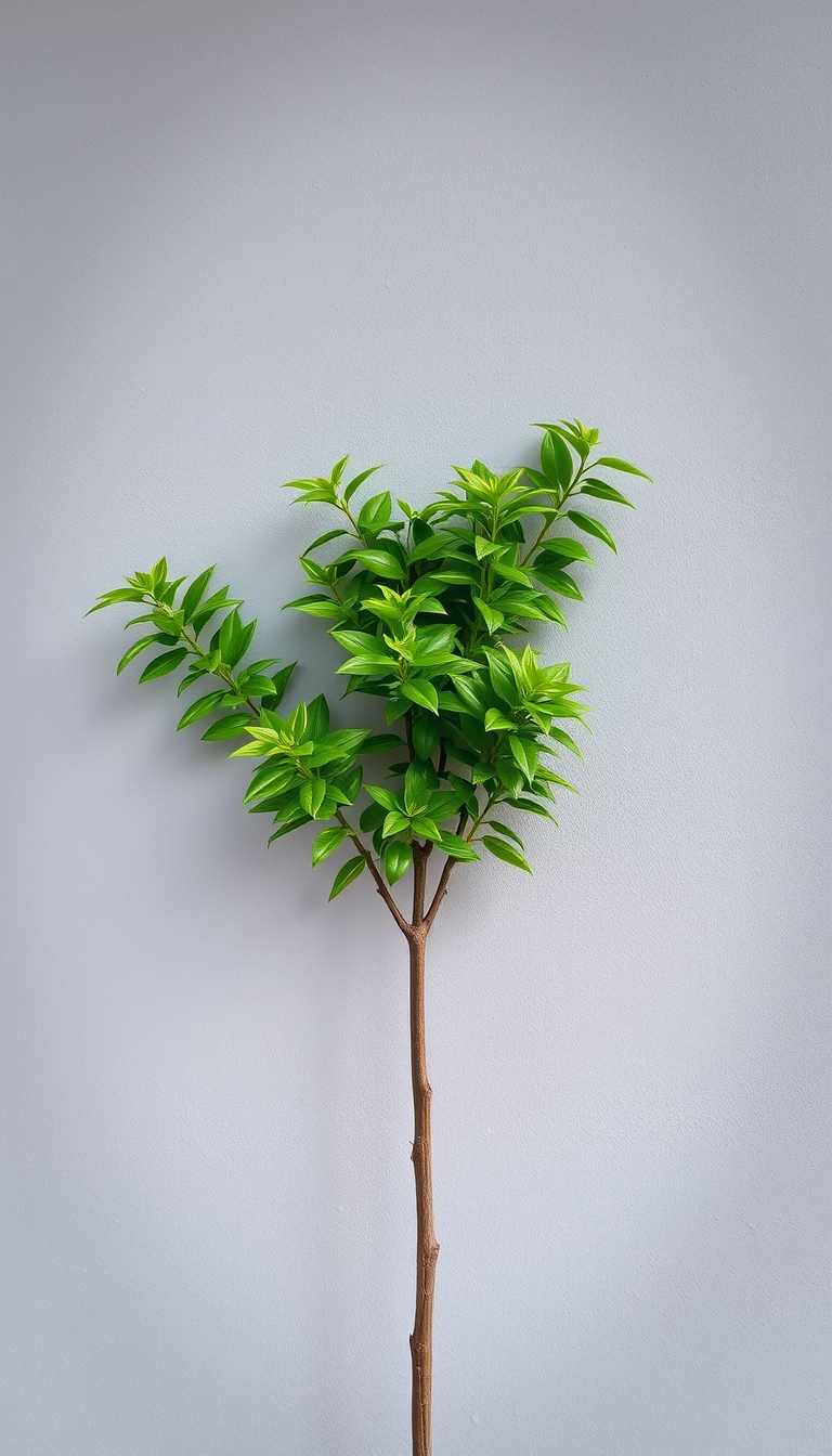 Green Plant Against a Gray Wall