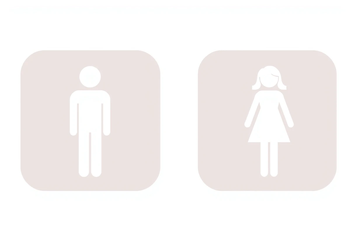 Two monochrome icons used to distinguish between men and women, in a minimalist cute style, should be creative. - Image