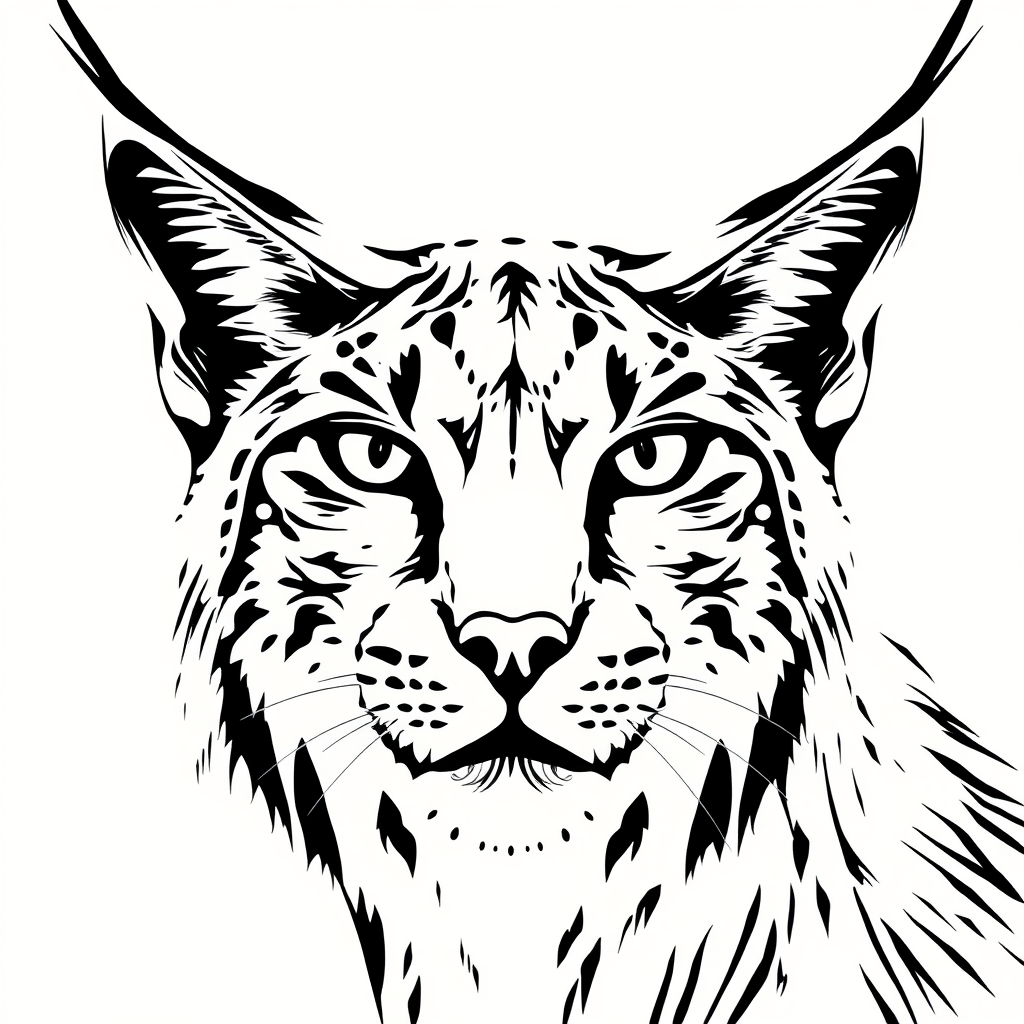 Abstract illustration of a lynx, black and white. - Image