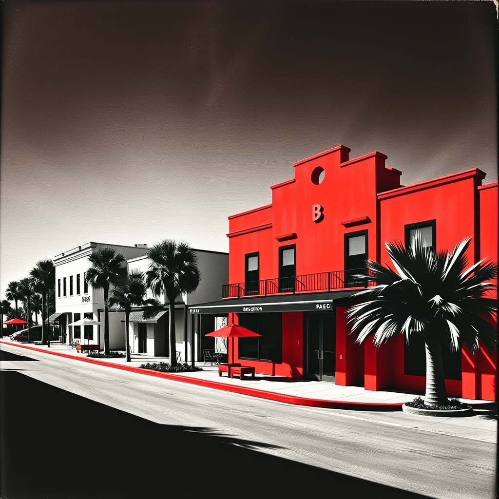 The Breighton on Paseo, red and black theme, art district