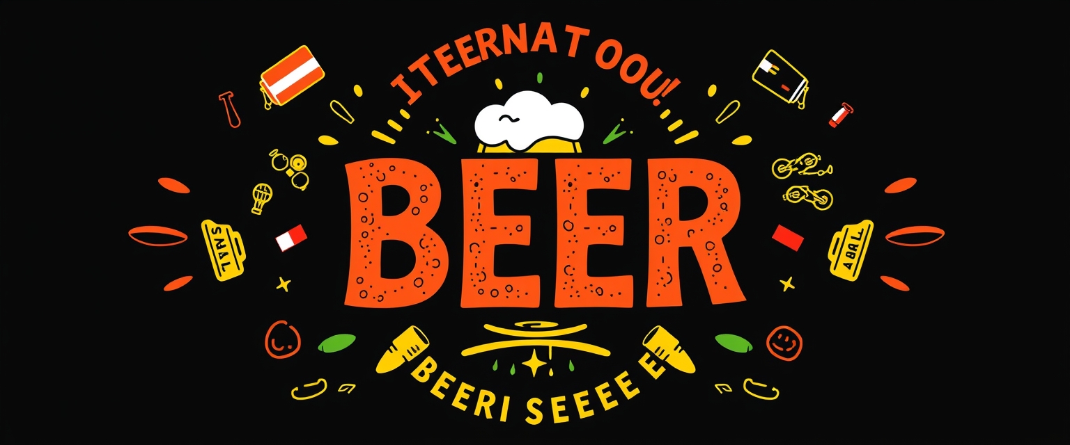 International beer-themed graphic design, vibrant and fun. - Image