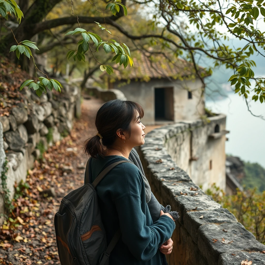 🌳 **Nature and History**: "Woman exploring trails, historical sites, every stone and leaf, stories of Cheung Chau Island, discovery, photorealistic style"