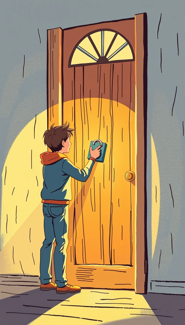 Lock picking the door, illustration, bright. - Image