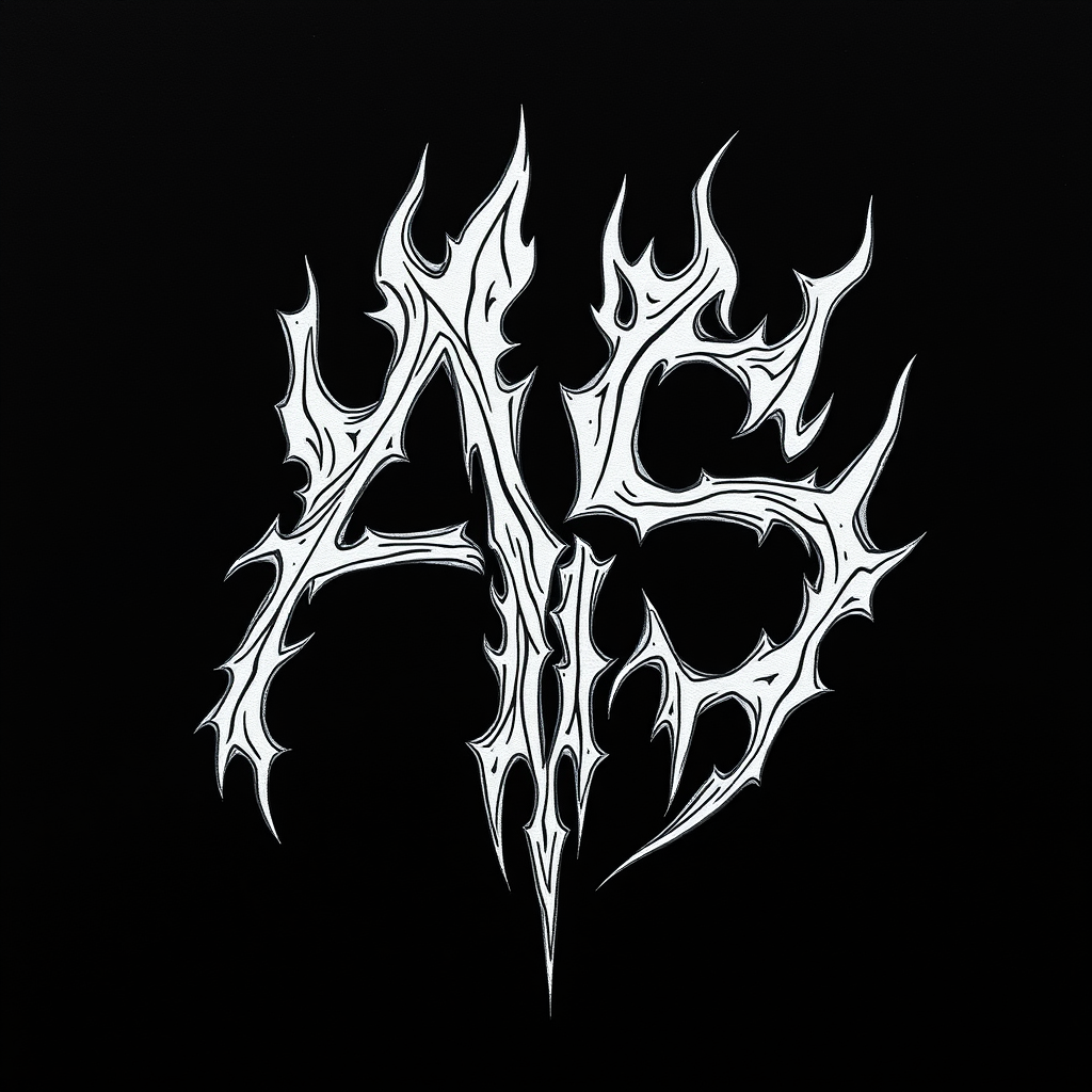 Intricately hand-drawn masculine demonic signature for initials AS, with jagged, flame-like strokes intertwining to form letters.